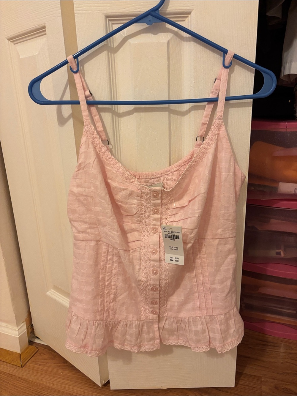 Hollister Pale Pink Ruffle Button-Front Cami